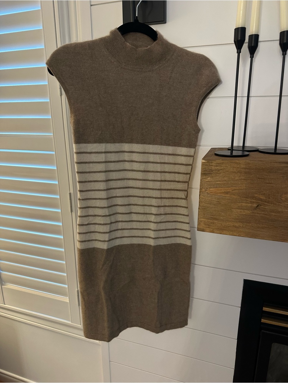 GOBI 100% MONGOLIAN CASHMERE Striped Sleeveless Knit Dress